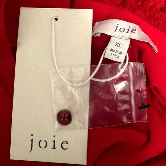 Joie Eleora Women's Red Fringed Cutout V-Neck Sleeveless Blouse Tops Size XL NWT - Picture 5 of 9